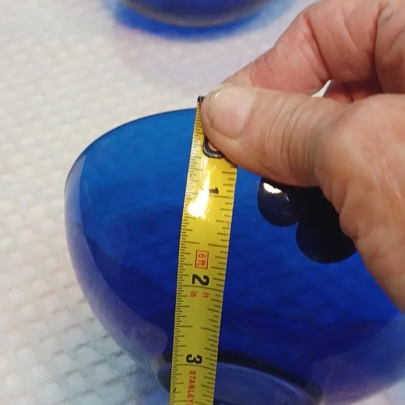 Vintage French Glass Cobalt Blue Dessert /Salad Bowl Set 7 5,5 X 3 - Picture 6 of 9